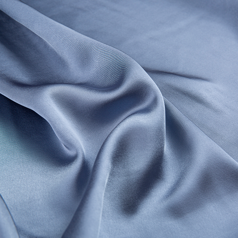 HY263 blå 150 cm 240GSM twill imitert acetat CEY Pure Polyester sateng dameklær stoff